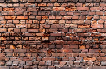 Fototapeta premium Old Red Brick Wall Background with Copy Space