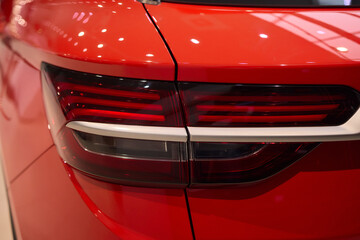 Closeup of a cars automotive tail brake light