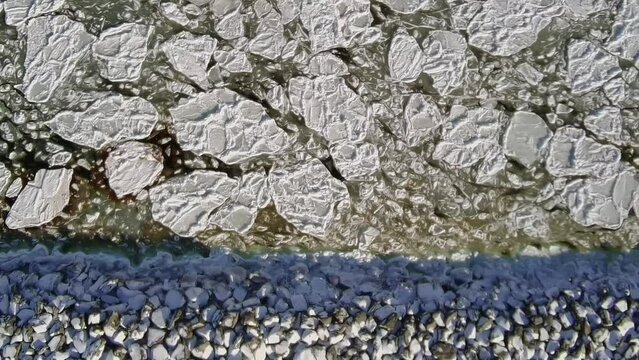 Matane River in Canada, with an ascending drone shot.