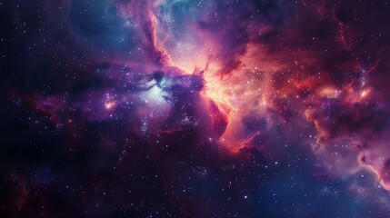 Beautiful abstract space nebula, interstellar journey through the cosmos, bright and colorful, ideal for education and appreciation of astronomy