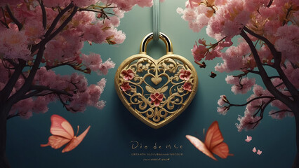 Illustration of a broken heart on a bright background of Valentine's 2 Day, 3D rendering
