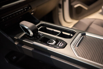 Macro shot of a car gear lever an essential auto part