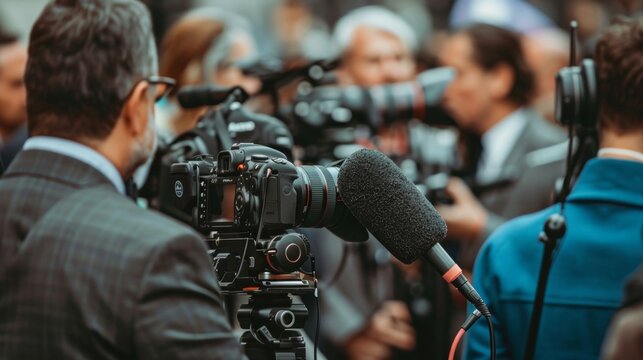 Journalist Asking Questions at Press Conference
