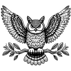 Obraz premium owl with wings fly