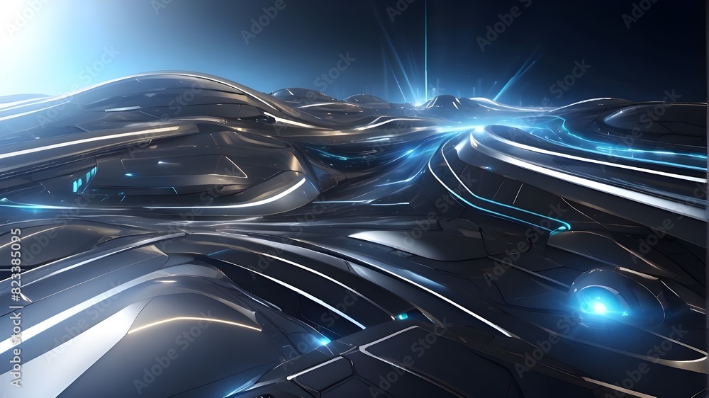 Poster futuristic technology with light-effect lines in the backdrop