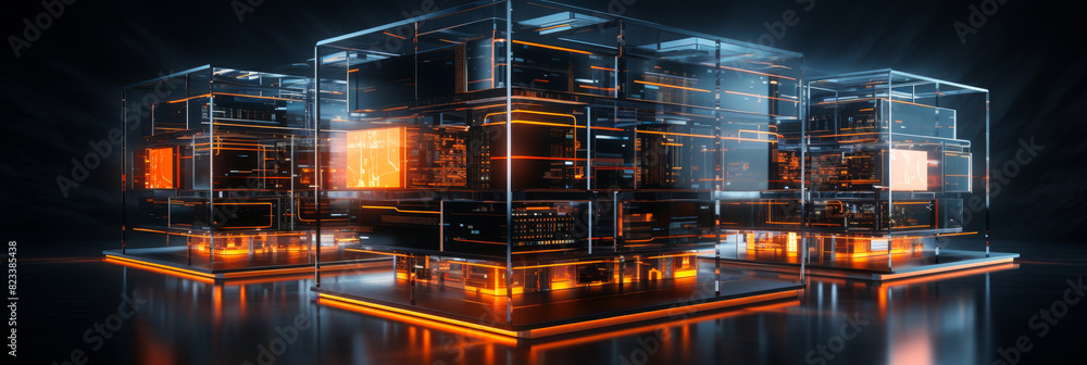 Poster compact all-in-one data center with cutting-edge network devices - corporate server cluster module i