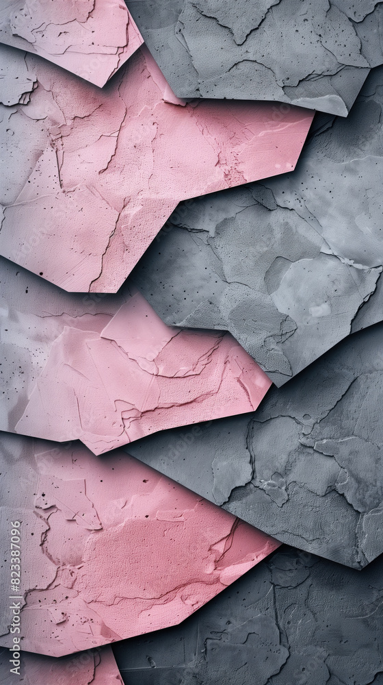 Poster abstract pink and gray geometric design with overlapping layers.