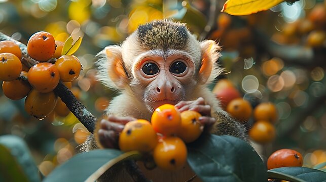 a quaint village nestled in the heart of the Amazon rainforest a mischievous capuchin monkey named Coco swings from vine to vine her nimble fingers adept at plucking ripe fruits from the lush foliage