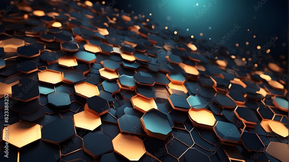 Poster hexagonal abstract backdrop design with illuminating lights