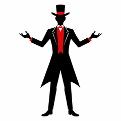 A magician vector silhouette black color illustration 