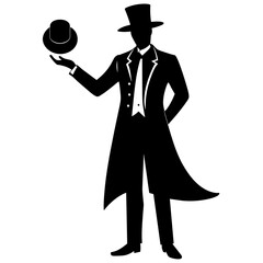 A magician vector silhouette black color illustration 