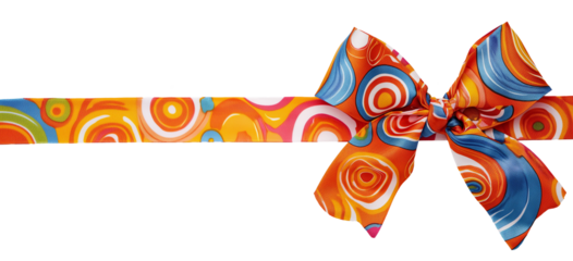 A colorful ribbon with a bow on it. Long bow for gift decoration