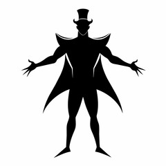 circus man black color silhouette, white background
