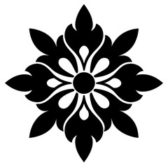 Floral vector ornament black color silhouette, white background (6)