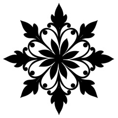 Floral vector ornament black color silhouette, white background (72)