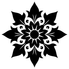 Floral vector ornament black color silhouette, white background (73)