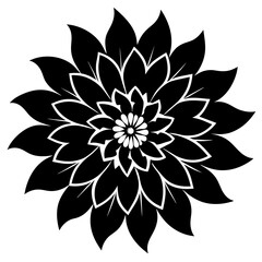 Floral vector ornament black color silhouette, white background (76)