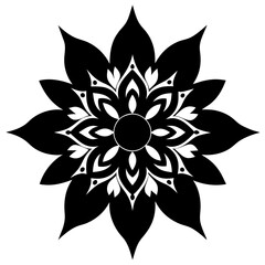 Floral vector ornament black color silhouette, white background (78)