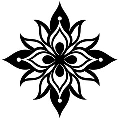 Floral vector ornament black color silhouette, white background