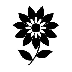 Floral vector ornament black color silhouette, white background
