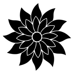 Floral vector ornament black color silhouette, white background