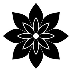 Floral vector ornament black color silhouette, white background