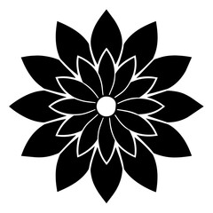 Floral vector ornament black color silhouette, white background