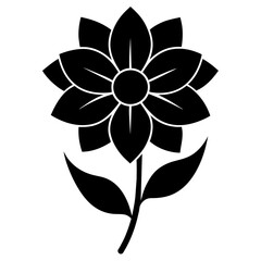 Floral vector ornament black color silhouette, white background