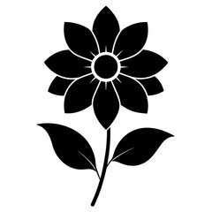 Floral vector ornament black color silhouette, white background