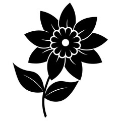 Floral vector ornament black color silhouette, white background