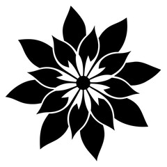 Floral vector ornament black color silhouette, white background
