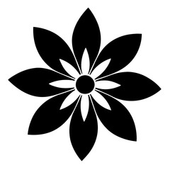 Floral vector ornament black color silhouette, white background