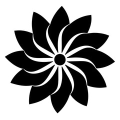 Floral vector ornament black color silhouette, white background