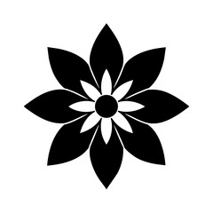 Floral vector ornament black color silhouette, white background