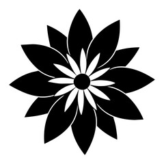 Floral vector ornament black color silhouette, white background