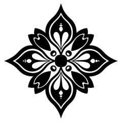 Floral vector ornament black color silhouette, white background