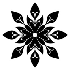 Floral vector ornament black color silhouette, white background