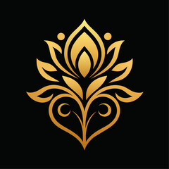 Golden color Floral Ornament Design vector illustration