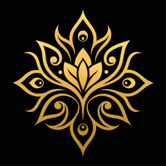 Golden color Floral Ornament Design vector illustration