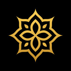 Islamic Golden color ornament vector art illustration