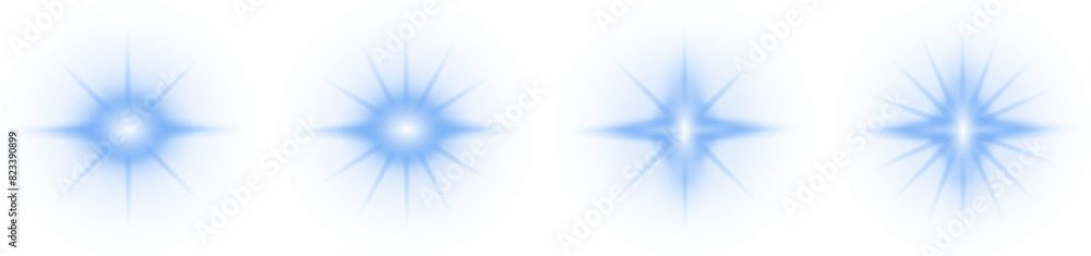 Poster set of glittering vector particles on transparent background. blue sparkling lights. christmas holid