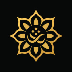 Islamic Golden color ornament vector art illustration