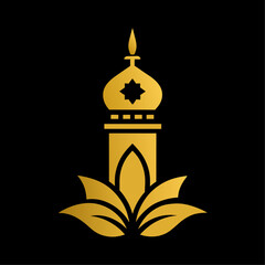 Islamic Golden color ornament vector art illustration