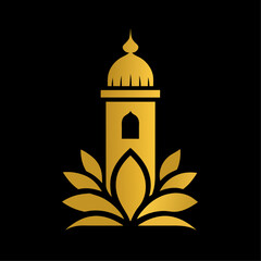 Islamic Golden color ornament vector art illustration
