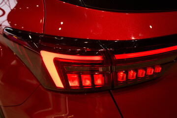 Closeup of a cars automotive tail brake light