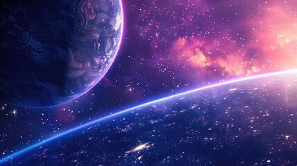 Obraz premium Digital artwork of Earth from space with cosmic background