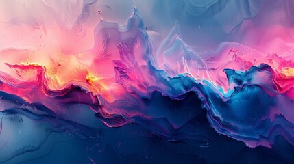 A digitally created abstract wave pattern with a fluid sense of movement in blue and red hues