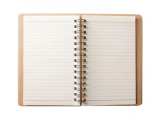  a close-up of an open spiral notebook with lined pages