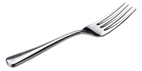 a single stainless steel fork on a transparent background