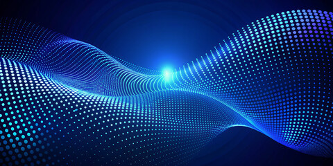 3D abstract dark blue background with dots pattern vector design, technology theme, dimensional dotted flow in perspective, big data, nanotechnology.